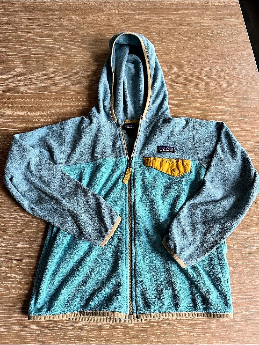 Patagonia Kids' Micro D Snap-T Fleece Jacket Blue & Yellow XS (5-6)